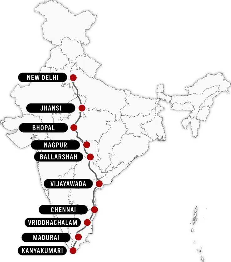 Illustrated map of the train route