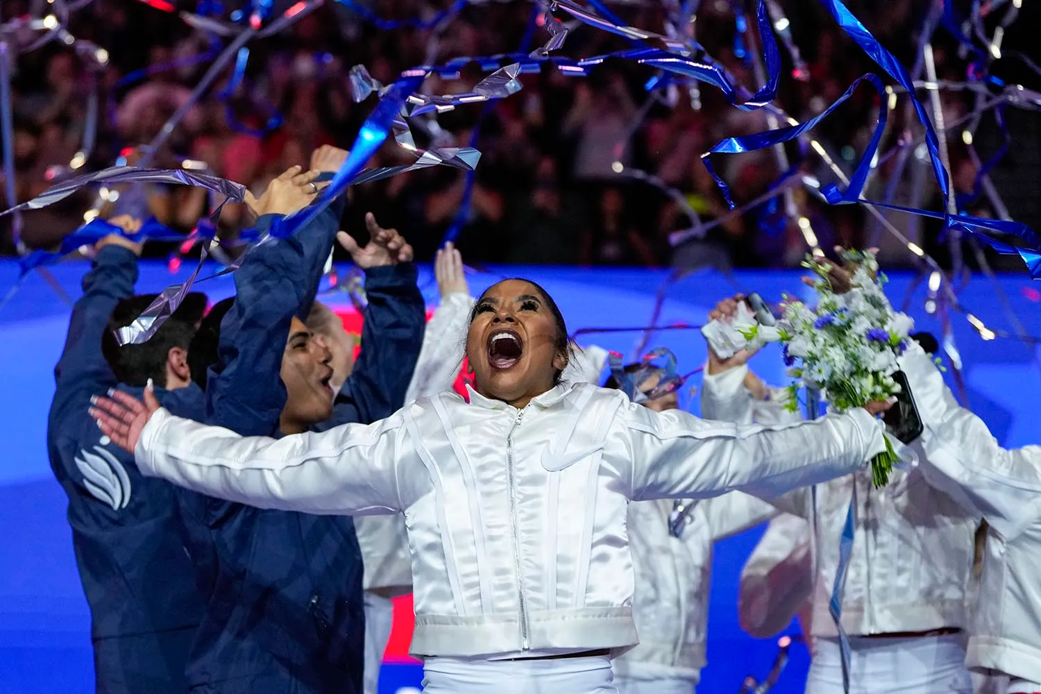 Jordan Chiles and other athletes cheering