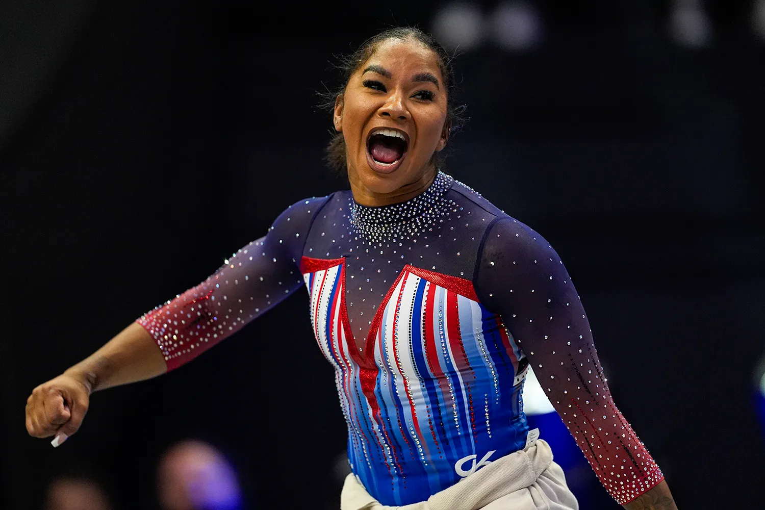 Gymnast Jordan Chiles celebrating